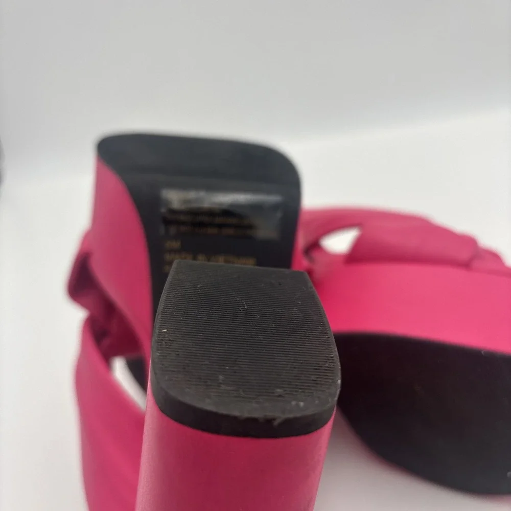 Open Edit Platform Sandals Size 6 Pink Square Open Toe Knotted Heels